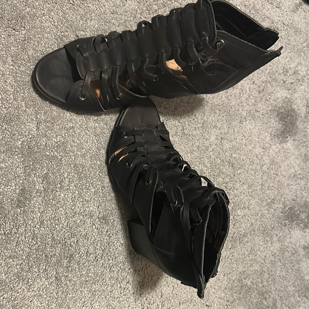 Maurices Black Lace Up Boots Sleek Design